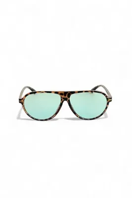 QAYYO Accessories Torino Unısex Vintage Leopar Yeşil Camlı Ultra Hafif Uv400 Korumalı Güneş Gözlüğü