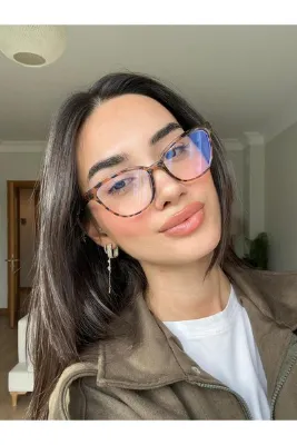 funeyes Nancy Vog Leopar Cat eye 56 ekartman Blue block Mavi Işık Korumalı Cam değişebilir ekran gözlüğü