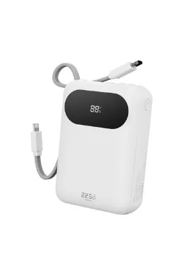 Rock Y11 Mini PD 22.5W 20000 mAh. Dijital Ekran Göstergeli Dahili Kablolu Power Bank