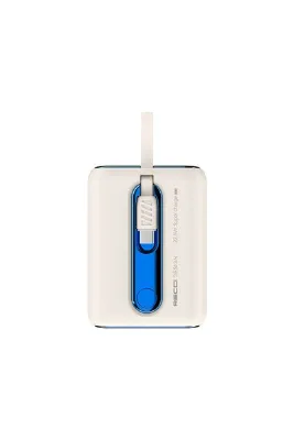 Recci Type-C Kablolu Powerbank Recci RPB-P12C PD 20W Askı İpli Hızlı Şarj Özellikli 22.5W 9000mAh Beyaz