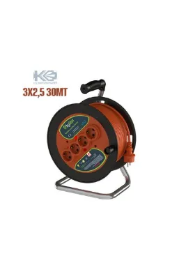 Bylion 30 Metre Seyyar Makaralı Uzatma Kablosu 3*2.5mm 30 Mt.