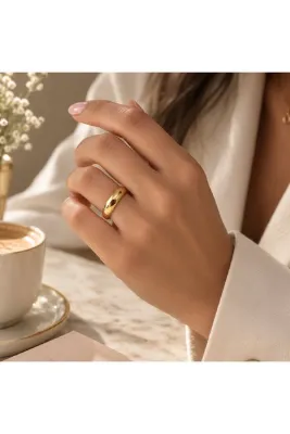 simurg jewellery Altın Kaplama Gümüş Klasik Alyans 4mm