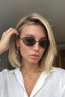 REN EYEWEAR Livela Küçük Oval Güneş Gözlüğü İnce Metal Çerçeveli Kahverengi Leopar Detaylı Clean Girl uv400
