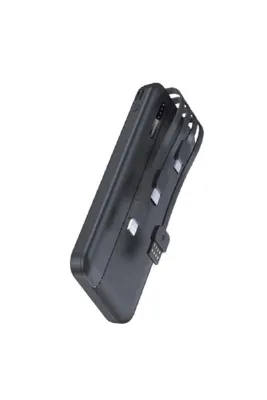 Powerbank 10000mAh Hızlı Kablosuz Şarj Çift Giriş Mikro Type-C USB Lightning 4 Kablolu Güç Kaynağı