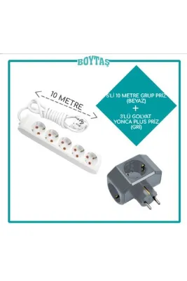 VİKO 10 METRE / 5'Lİ GRUP PRİZ + GRİ YONCA PLUS GOLYAT PAKET /ÖZNUR KABLO KULLANILIR/ SİZİN İÇİN ÖZEL