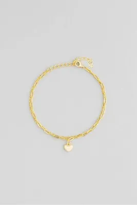 So CHIC... Saklı Kalp 18 Ayar Sarı Altın Kaplama 20 Cm Gümüş Minimal Bileklik