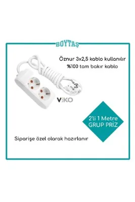 VİKO 2'Lİ GRUP PRİZ / ÖZNUR 3* 2.5 KABLO KULLANILIR / FIRIN VE ISITMA İÇİN ÖZEL HAZIRLANIR / 1 METRE