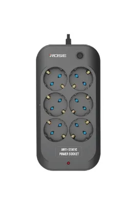 technozi 3m Kablolu Rose Model 6 Prizli Akım Korumalı Priz 16A