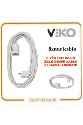 VİKO Tekli̇ Uzatma Seyyar Kablo (8 Metre) ( 3x2.5 Ttr Öznur Kablo Tam Bakır) Ttr Kablo Tseli Ho5vv-f