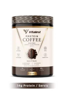 Vitalest Protein Coffee 200g - Proteinli Kahve - Günlük Kahveni İçerken 14g Protein Al | Whey Protein ve Gerçek Kahve