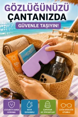 OpenCity Mor Katlanabilir Silikon Gözlük Kılıfı Suya Dayanıklı Esnek Koruyucu Güneş ve Numaralı Gözlük Kılıfı