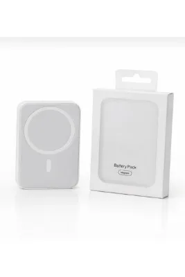 TAHTAKALETEKNİK Magsafe Kablosuz Taşınabilir Powerbank 5000 mAH Şarj Aleti - Beyaz