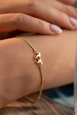 Nereze 925 Ayar Gümüş Gold Kaplama Gurmet Zincirli At Figürlü Bileklik