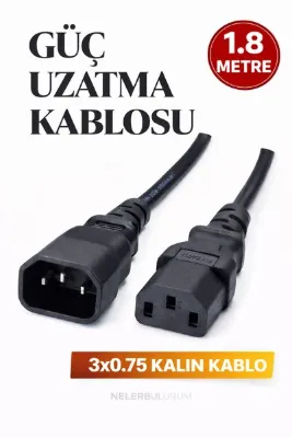 nelerbulurum 1,8 Metre Monitör Samsung Lg Tv Power Kablosu Güç Elektrik uzatma Kablosu 3X0.75 MM