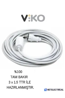VİKO Topraklı Uzatma Seyyar Kablosu 30 Metre ( Tam Bakır 3x1.5 Ttr )