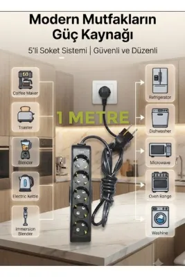 DC-ELEKTRO VİKOMULTİ-LET 5 LI (1-15 METRE ARASI) ÇOCUK KORUMALİ 3X2.5 % YÜZ TAM BAKIR TTR KABLOLU UZATMA SEYYAR (MARKANİN ÖZEL ÜRETİMİ ORİJİNAL TSE FİŞLİ BAKİR KABLOLU)