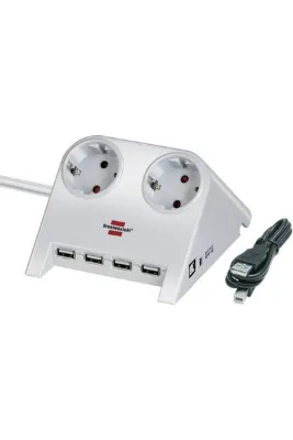 Brennenstuhl 4 X Usb2.0 2.100 mAh 2 Soketli Masaüstü Uzatma Priz Beyaz
