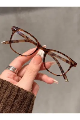 LOOKUP NEW Leno 51 Ekartman Leopar Gold Kemik Dikdörtgen Unisex Kadın Erkek Şeffaf Mavi Işık Korumalı Filtreli Blue Block Gözlük