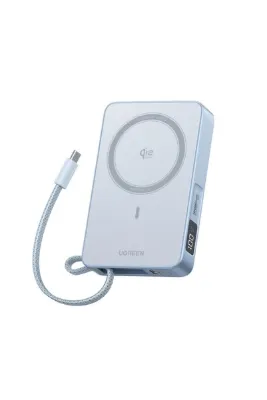 Ugreen MagFlow 10.000 mAh 25W Qi2 Magnetik Wireless USB-C Dahili Kablolu Hızlı Şarj Powerbank, 65958B