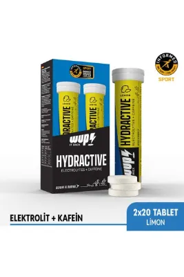 Water Up WUP Hydractive, Sodyum, Potasyum, Magnezyum, Kafein, Limon Aromalı, 2x20 Efervesan Tablet