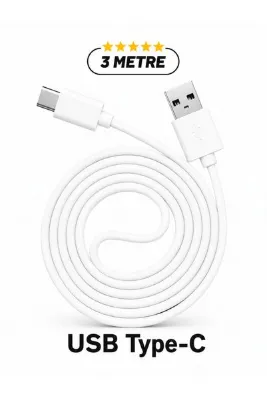BRAVİON 3 Metre USB Type-C Şarj Kablosu Bütün TYP-C Girişli Cihazlara Uyumludur