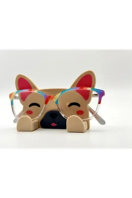Fransız Bulldog Temalı 3D Baskı Gözlük Standı Sevimli Dekoratif Tutucu