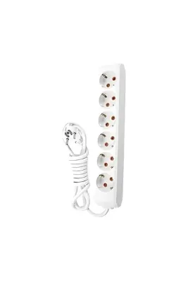 VİKO Altılı Çoklu Priz, Topraklı, Uzatma Kablosu, 6lı, 1m, Beyaz