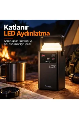 Pell PL-F23 50000 mAh Powerbank 22.5W, LED Işıklı Turbo Hızlı Taşınabilir Şarj Cihazı