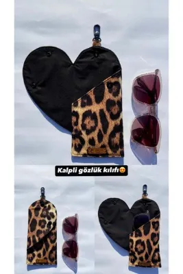 İsella Leopar kalplı gözlük kılıfı