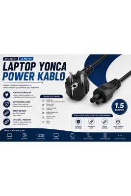 AŞIK STORE Laptop Yonca (C5) Power Kablo 1.5 Metre 3x0.75mm² Bakır İletken Notebook Adaptör Güç Kablosu