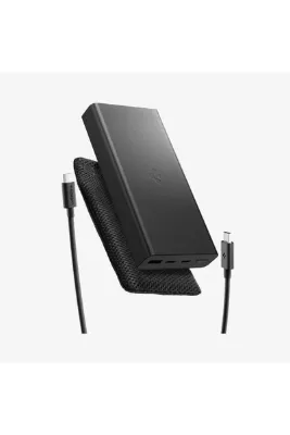 Spigen 20000 mAh Alüminyum 30W USB-C + USB-A Giriş/Çıkış Hızlı Şarj 3 Port Kablo+Çanta Powerbank - ABA09433