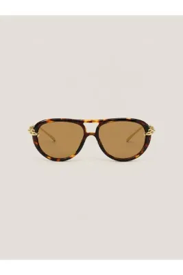 Eyemood Unisex Pilot Güneş Gözlüğü Leopar Desenli Çerçeve Kahverengi Cam Sasha C4