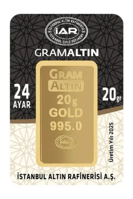 Osmanlı Sarraf 24 Ayar 20 Gram Külçe Altın