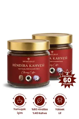 Monoville Hindiba Kahvesi 75 gr x 2 Adet %60 Hindiba %40 Kahve Cam Kavanoz ( Chicory Coffee )