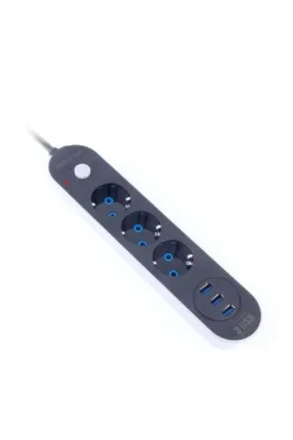 CVS Usb Çıkışlı 3'lü 2 Metre Kablolu Akım Korumalı Priz 10a-2500 Watt