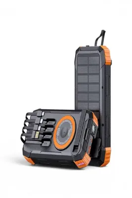ULTRATEKNO FC-20 20000 mAh Solar Powerbank 22.5W Hızlı Şarj Kablosuz Şarj El Kranklı LED Fenerli Taşınabilir Şarj Cihazı
