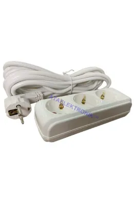 ATA ELEKTRONİK 5 Metre 5mt 3lü Üçlü 3 Port Grup Priz Gurup Piriz Topraklı Kablolu Yerli Üretim
