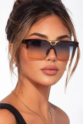ModaLucci Gold Signature Premium Kare Yekpare Degrade Cam Güneş Gözlüğü | Modern Lüksün Yeni İkonu