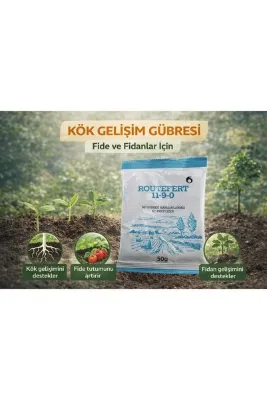karaoğlan tarım Sebze ve Fidanlar İçin Kök Gelişim Gübresi 11-9-0 Routefert 50 gr (Kök Daldırma)