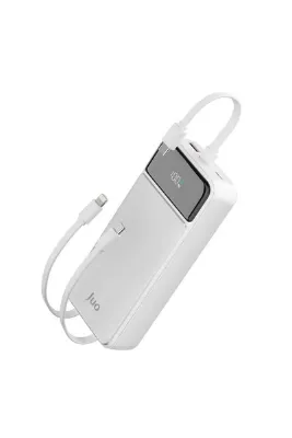 Juo 20000mAh 22.5W Led Ekranlı Lightning ve Type-C Kablolu Powerbank Taşınabilir Hızlı Şarj Cihazı Beyaz
