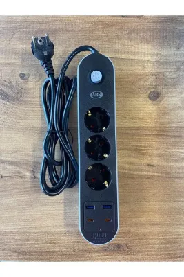 Arslanlar 3LÜ PRİZ UZATMA KABLOLU 2 USB +2 TYPE-C (2 METRE)