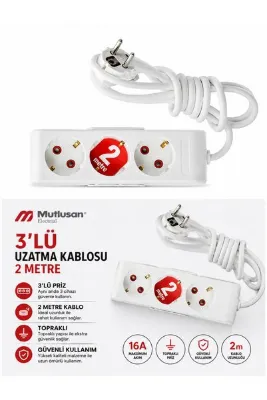 Mutlusan 3LÜ 2MT UZATMA PRİZ