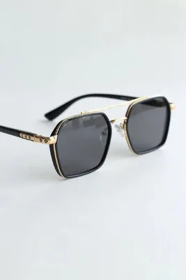 Chunky Frame Ecs Unisex Gold Siyah Unisex Kare Güneş Gözlüğü