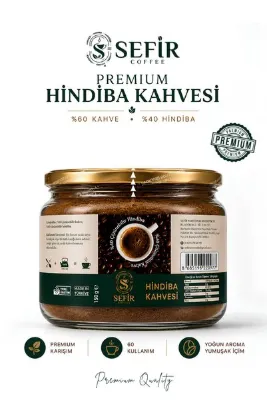 SEFIR COFFEE Sefir Premium Hindiba Kahvesi | %40 Hindiba %60 Kahve | Çözünebilir Instant Kahve | Cam Kavanoz | Yoğun Aroma