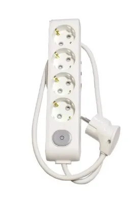 VİKO Beyaz Multi-let 4'lü Anahtarlı Topraklı Çocuk Korumalı Grup Priz 70 Cm