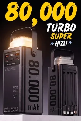Wyze 80.000 Mah 22.5 WATT PD Hızlı Kendinden Kablolu Taşınabilir Powerbank DEV XXL KAMP POWERBANK