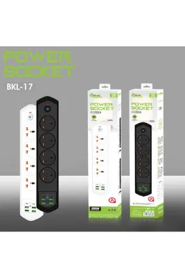 qasul Yeni Nesil 10 Girişli 4+4 USB + 2 Typ-C Çoklu Priz 2M Kablolu Akım Korumalı Anahtarlı Uzatma Kablosu