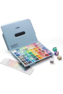 HIMI Twin Cup Gouache Set 112 Renk x 12 gr Guaj Boya (Ice Blue Case)