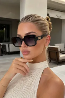 Chunky Frame DD Unısex Siyah 1067 Kare Lüx Güneş Gözlüğü