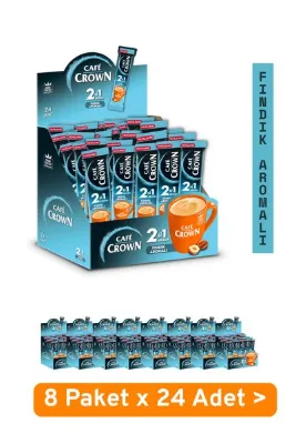 Cafe Crown 8 Kutu 2'si 1 Arada Fındıklı Kahve 11g X 24 Adet ( 192 Adet )